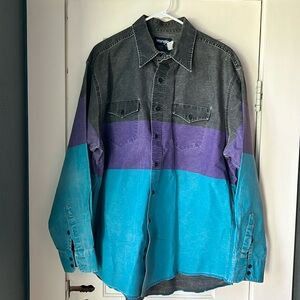 Vintage 90s Wrangler Brushpopper Rodeo Men’s Button Up Shirt